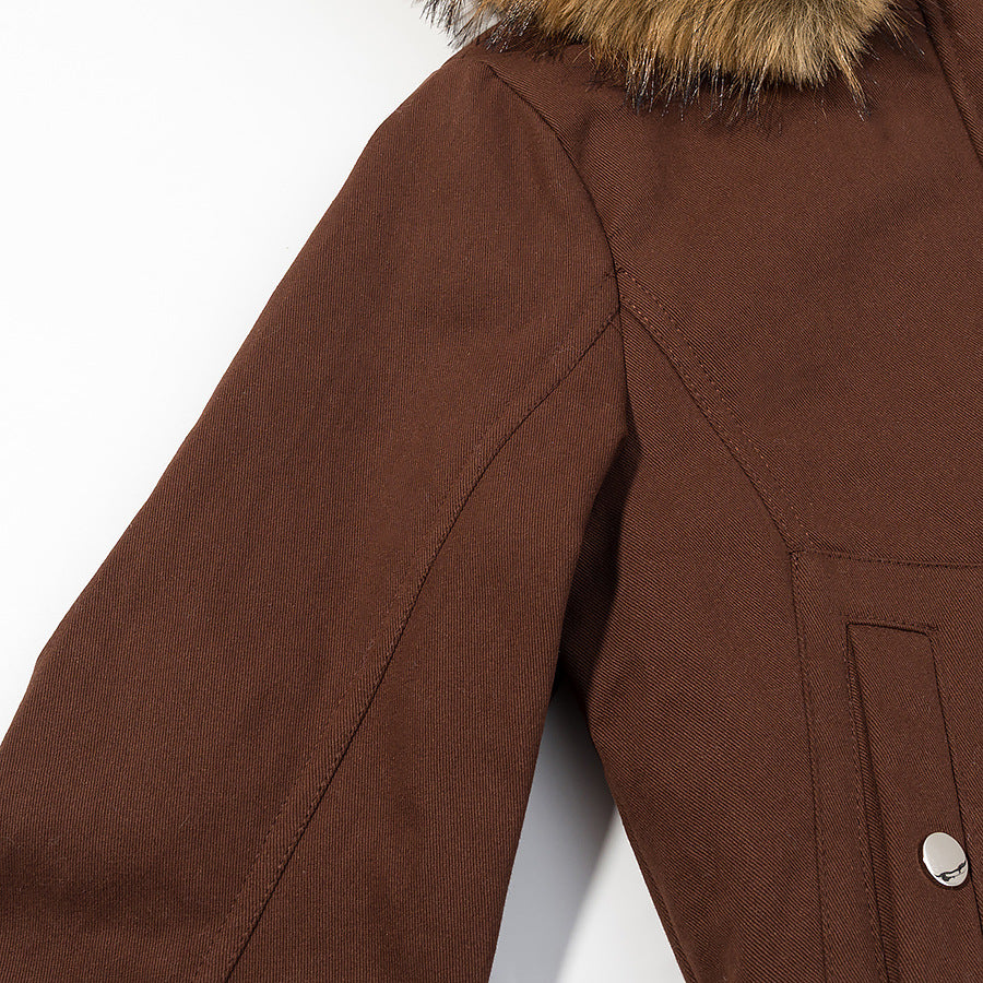 Damen Gefütterte Bomberjacke mit Kunstfellkapuze und Utility-Tasche Shop Nory