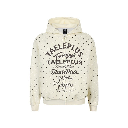 Damen Kapuzen-Sweatjacke mit durchgehendem Reißverschluss, Allover-Pünktchenmuster und mehrfacher Logogestaltung Shop Nory
