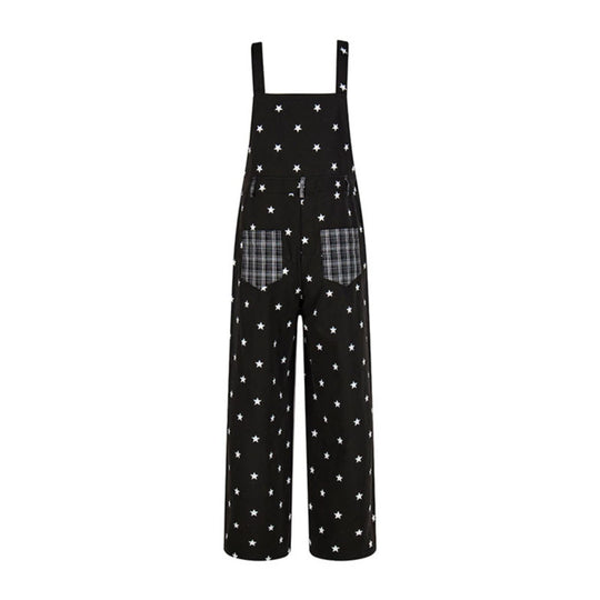 Damen Latzhose im Palazzo‑Schnitt mit Sternen‑Allover und Karopatch Shop Nory