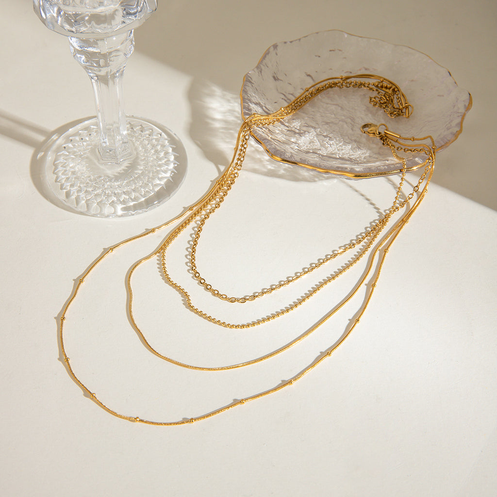Damen Mehrlagige Halskette mit minimalistischen Gliederdesigns Shop Nory