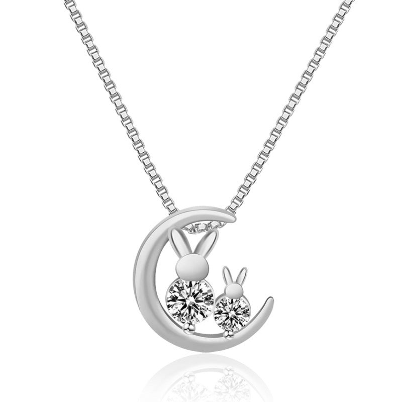 Damen Halskette mit elegantem Hasenanhänger und funkelnden Kristallen Shop Nory