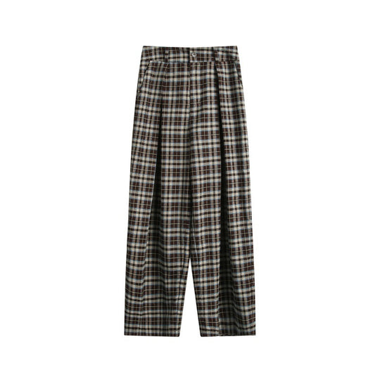Damen Hochtaillierte Karierte Bundfalten‑Hose im weiten Culotte‑Schnitt Shop Nory