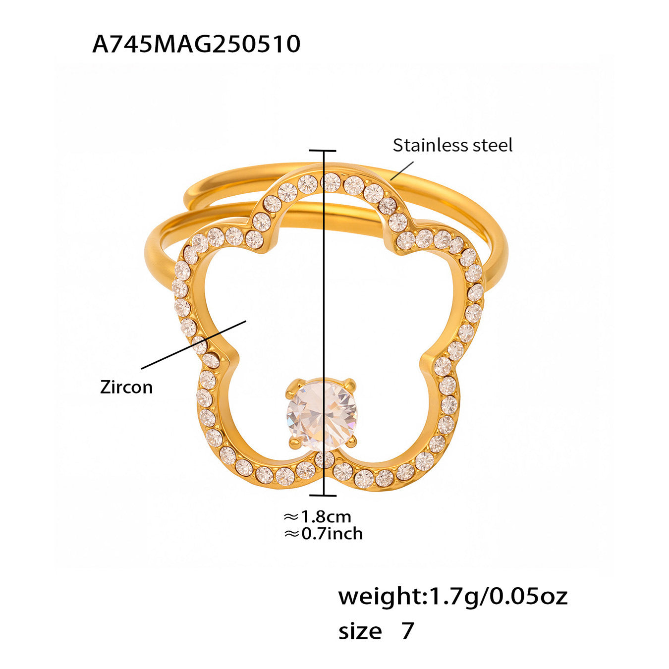 Damen Designring mit funkelndem Zirkonbesatz und hochwertigem Edelstahl Shop Nory