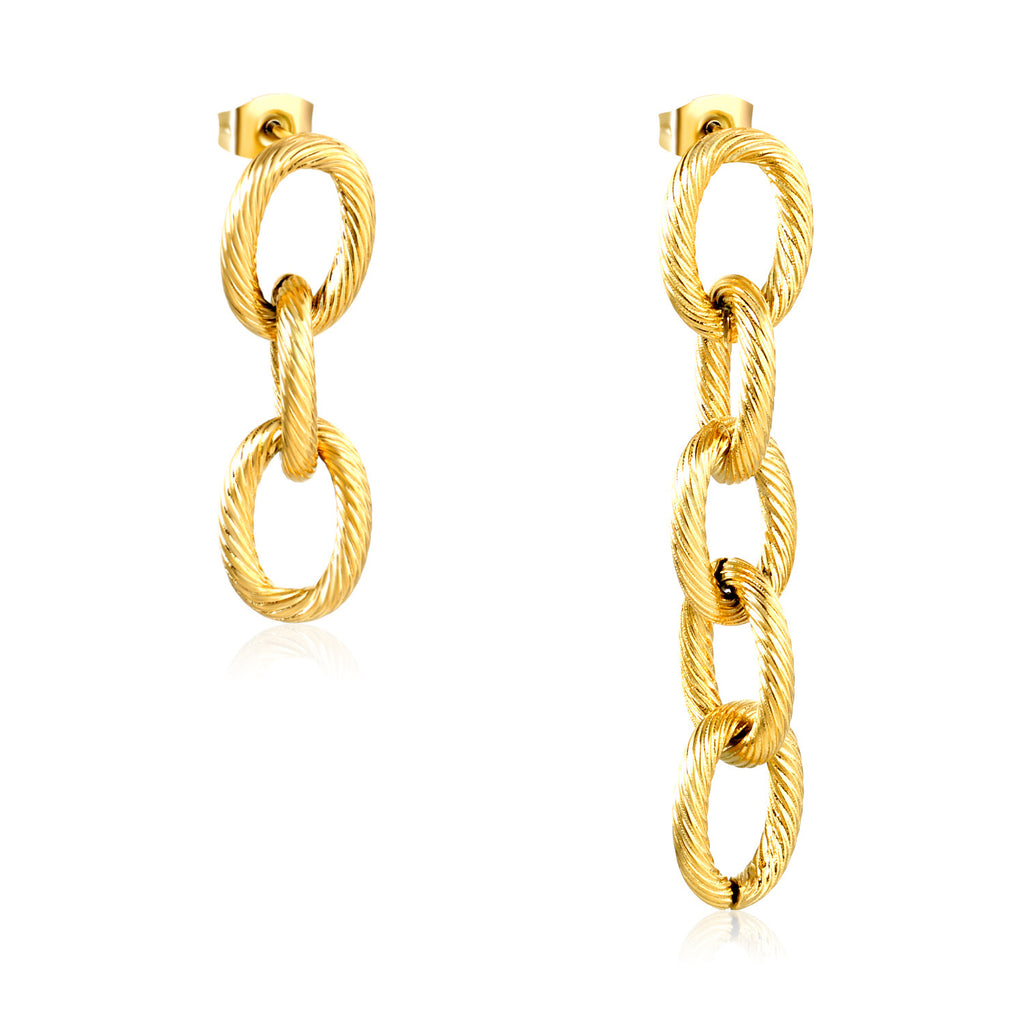 Damen Hängende Ohrringe mit eleganter Kettengestaltung und verzierter Oberfläche Shop Nory