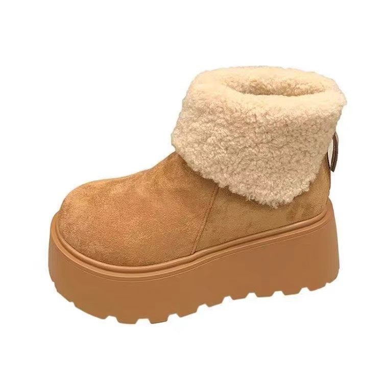 Damen Gefütterte Plateau-Ankleboots mit Teddykragen und grober Profilsohle Shop Nory