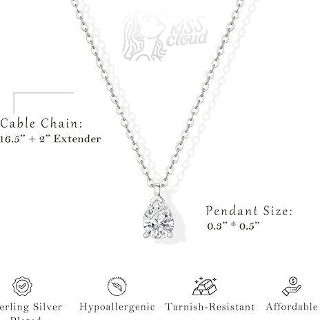 Damen Halskette mit tropfenförmigem Zirkonia-Anhänger und eleganter Gliederkette Shop Nory