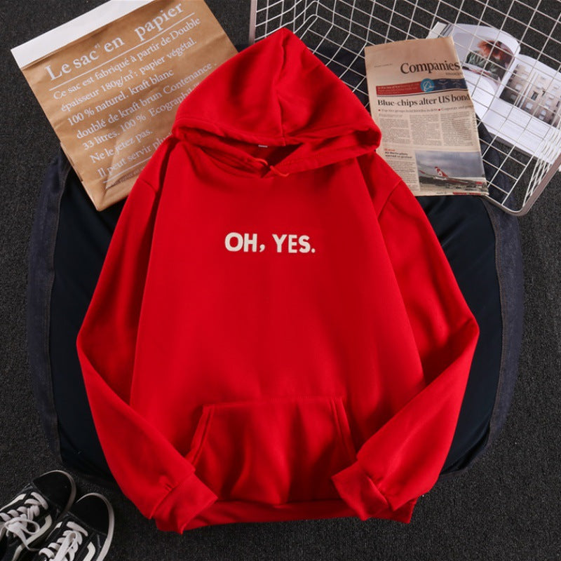 Damen nan Kapuzenpullover mit weichem Innenfutter, Kängurutasche und dezentem Frontprint Shop Nory