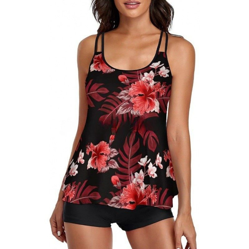 Damen Sportliches Tankini-Set mit bequemem Shorts und verstellbaren Trägern Shopnory