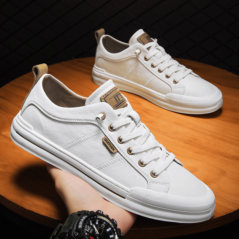 Herren Lässige Leder-Sneaker mit gepolstertem Knöchelkragen und robuster Gummisohle Shopy Nory