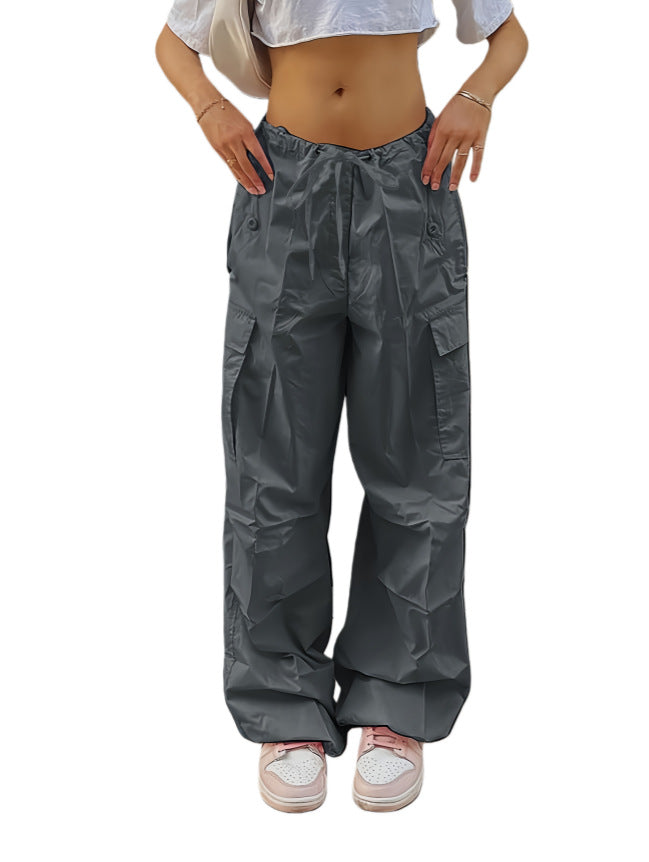 Damen Weite Cargo-Hose aus leichtem Funktionsstoff mit Tunnelzug und Pattentaschen Shop Nory