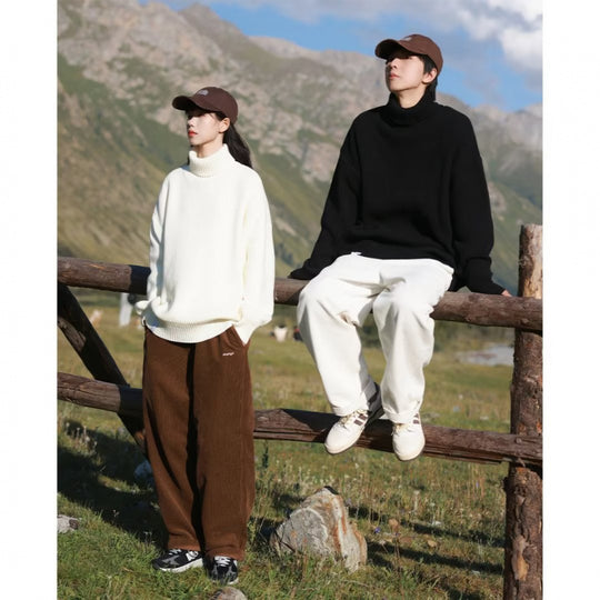 Damen Oversize-Rollkragenpullover aus weichem Baumwollmix mit gerippten Bündchen und verlängertem Saum Shop Nory
