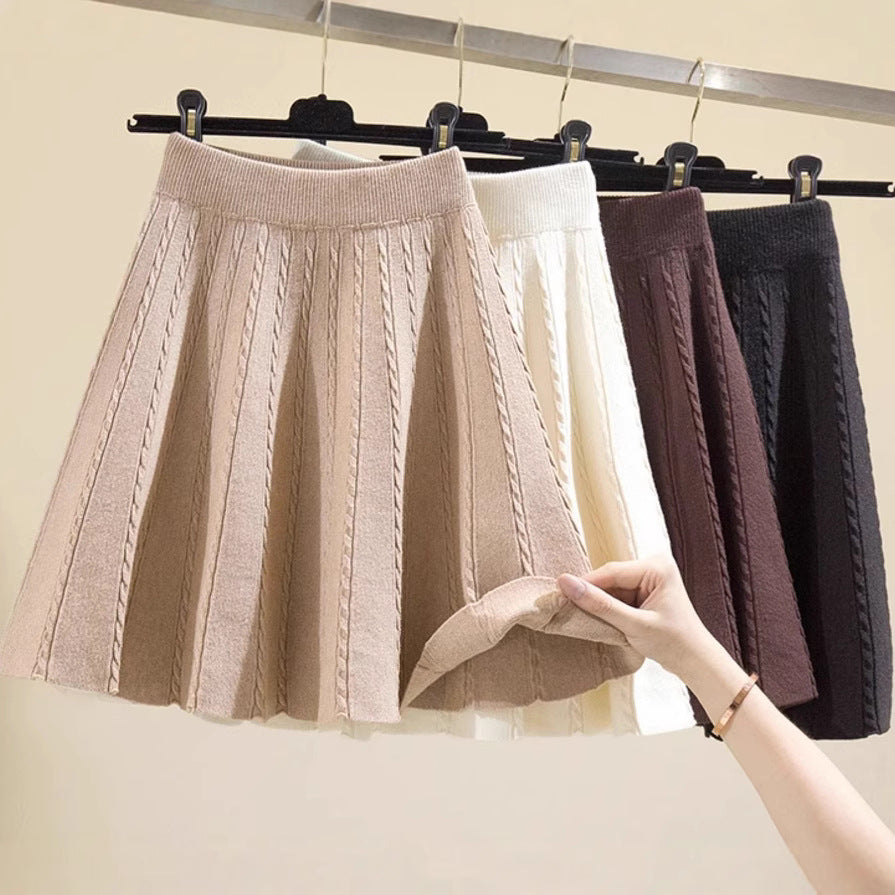 Damen Plissierter Strickrock mit hohem Bund Shop Nory