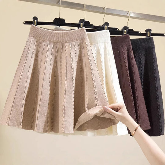 Damen Plissierter Strickrock mit hohem Bund Shop Nory