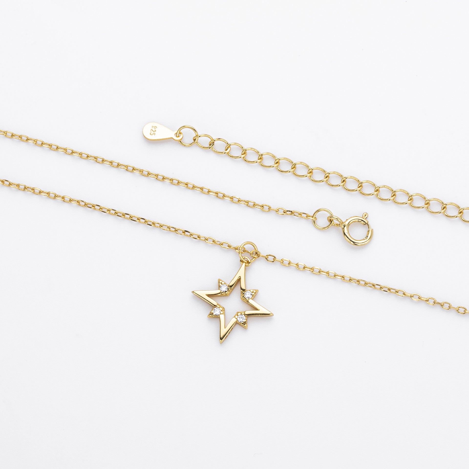 Damen Halskette mit funkelndem Sternenanhänger aus hochwertigem 925 Sterling Silber Shop Nory