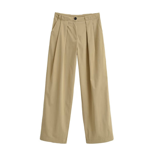 Damen Weite High Waist Hose mit Bundfalten, Bügelfalte und Eingrifftaschen Shop Nory