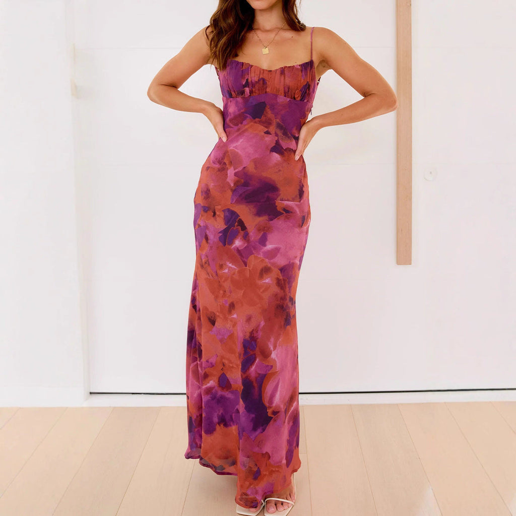 Damen Elegantes Maxikleid mit sanften Farbverlauf und filigranen Spaghettiträgern