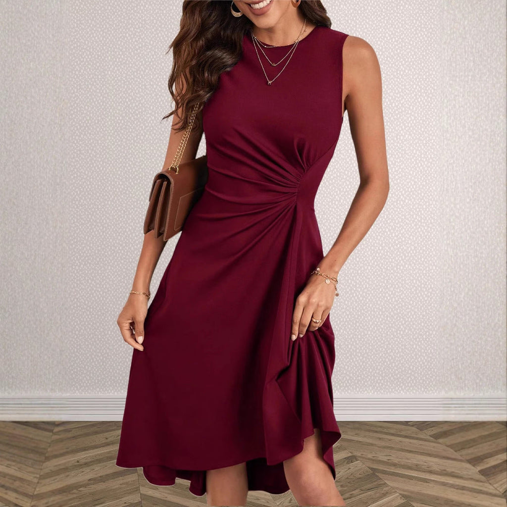 Damen Elegantes Wickelkleid mit asymmetrischem Saum und gerafften Details