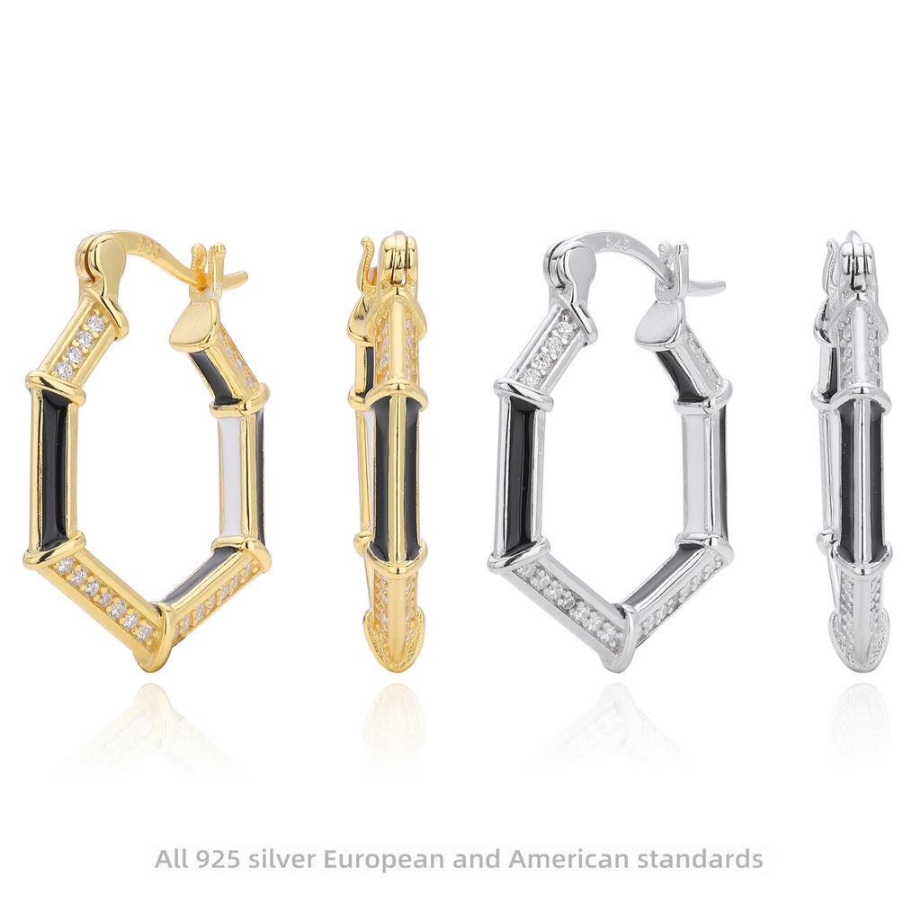 Damen Ohrringe mit eleganten Zirkon-Details und hochwertiger 925 Sterling Silberfassung Shop Nory