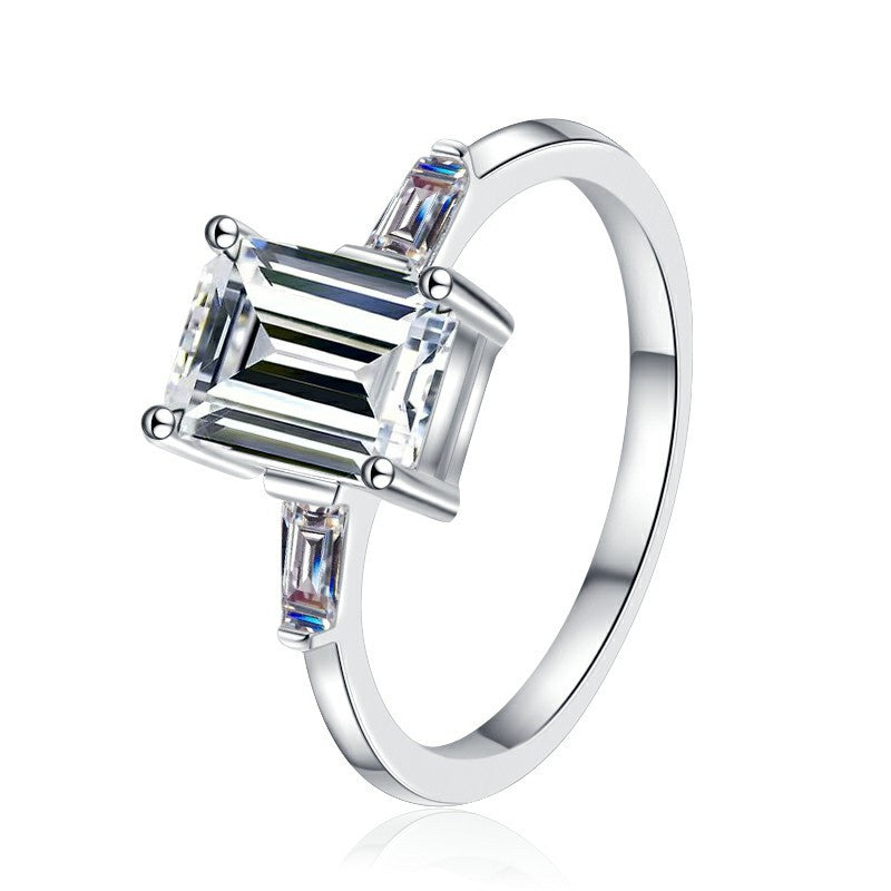 Damen Solitär-Verlobungsring mit elegantem rechteckigem Zirkonia Shop Nory