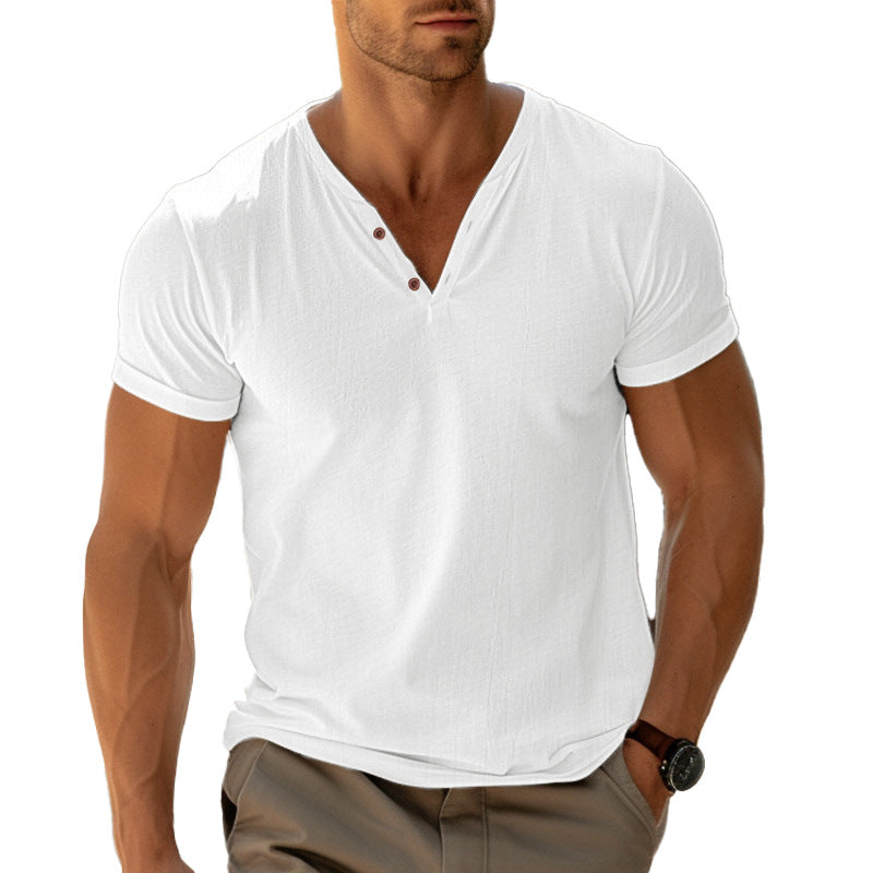 Herren lässiges Henley-T-Shirt mit Knopfleiste und atmungsaktivem Stoff ShopNory