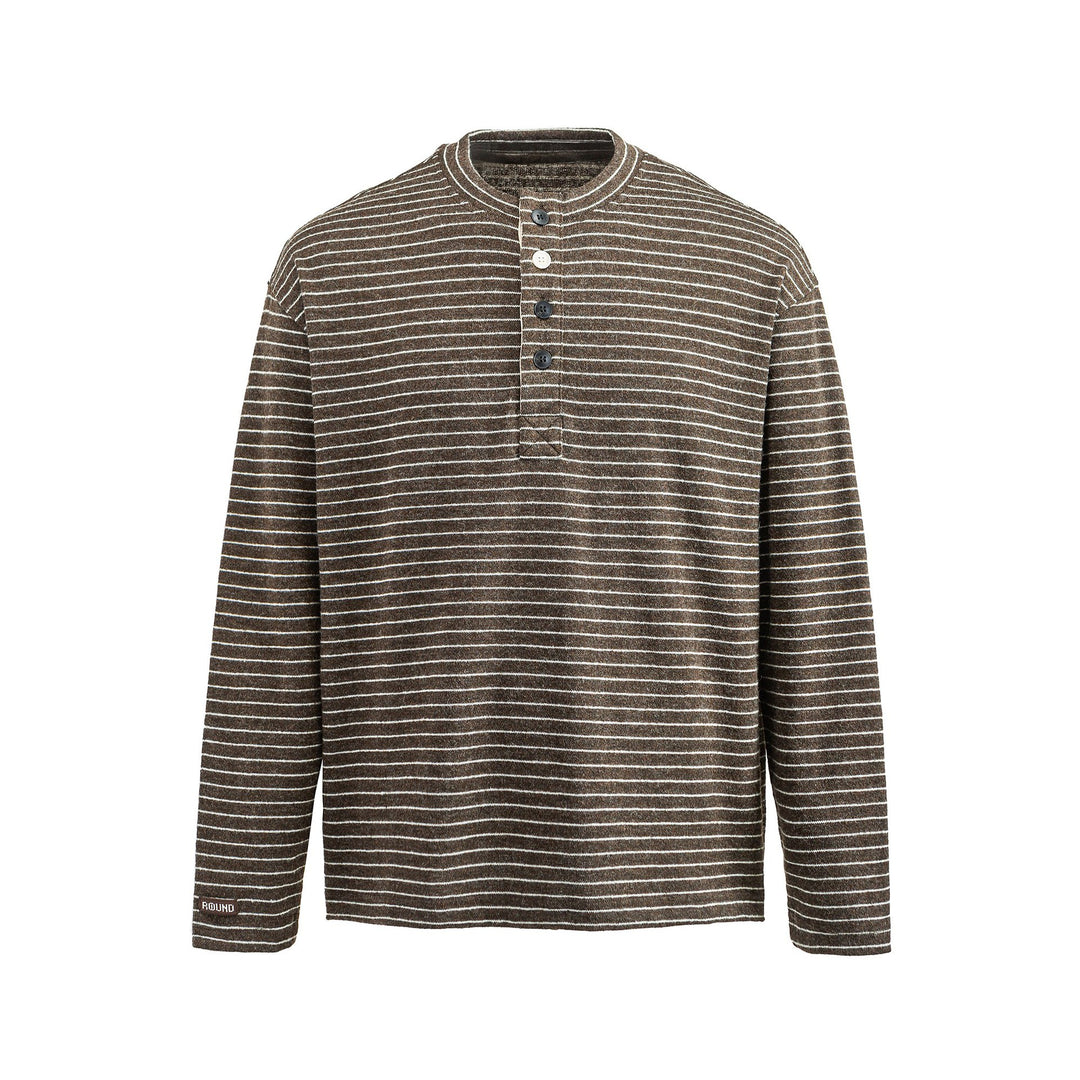 Herren Langärmeliges Henley-Shirt aus Feinstrick mit Streifenstruktur Shop Nory