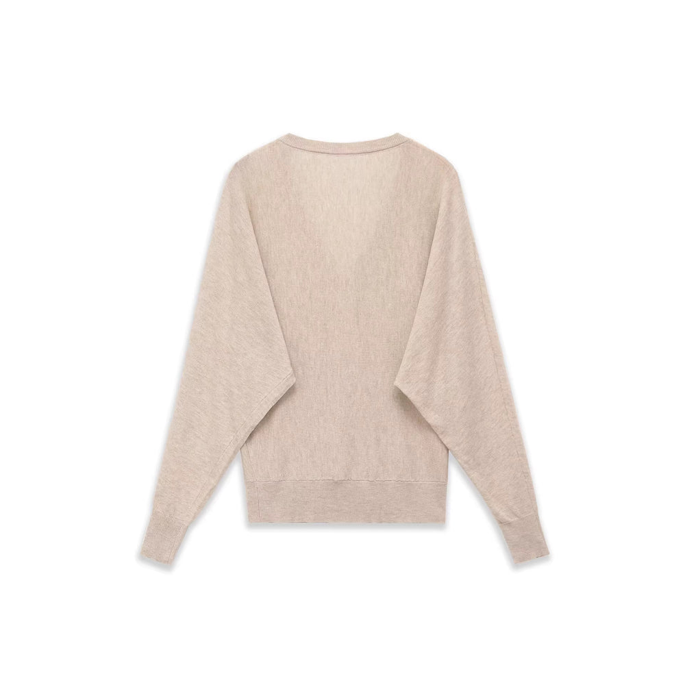 Damen Oversized V-Ausschnitt Feinstrickpullover mit Fledermausärmeln Shop Nory