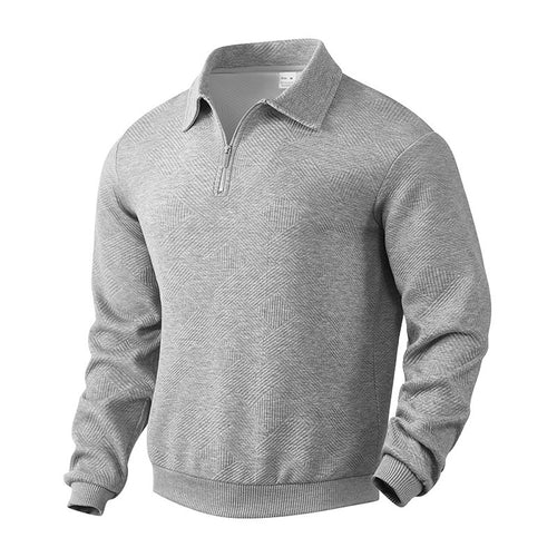 Herren nan strukturierter Troyer-Pullover mit Reißverschluss und Hemdkragen Shop Nory