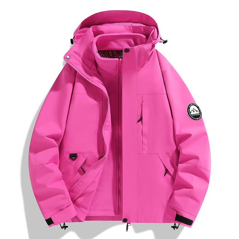 Damen zweilagige Softshell-Outdoorjacke mit herausnehmbarer Fleece-Innenjacke und Kapuze Shop Nory
