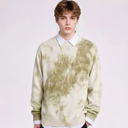 Herren Oversize-Strickpullover mit Batikoptik, Rundhalsausschnitt und Rippbündchen Shop Nory