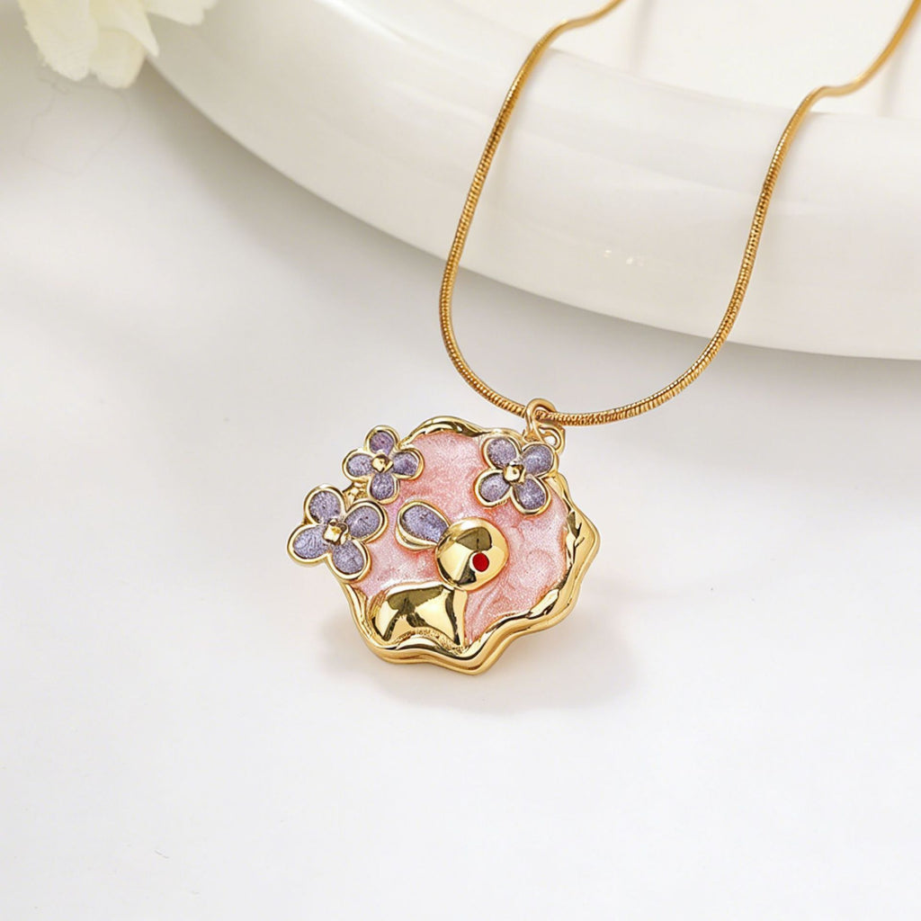 Damen filigraner Anhänger mit Kinder-Motiv und Blumendekor Shop Nory
