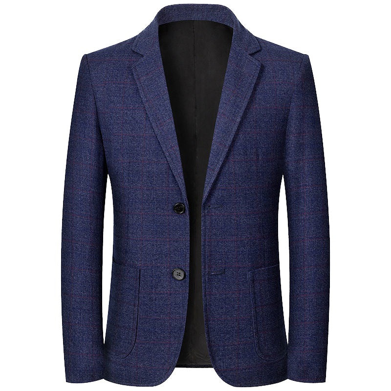 Herren Karierter halbstrukturierter Casual-Blazer aus Wollmix mit aufgesetzten Taschen Shop Nory