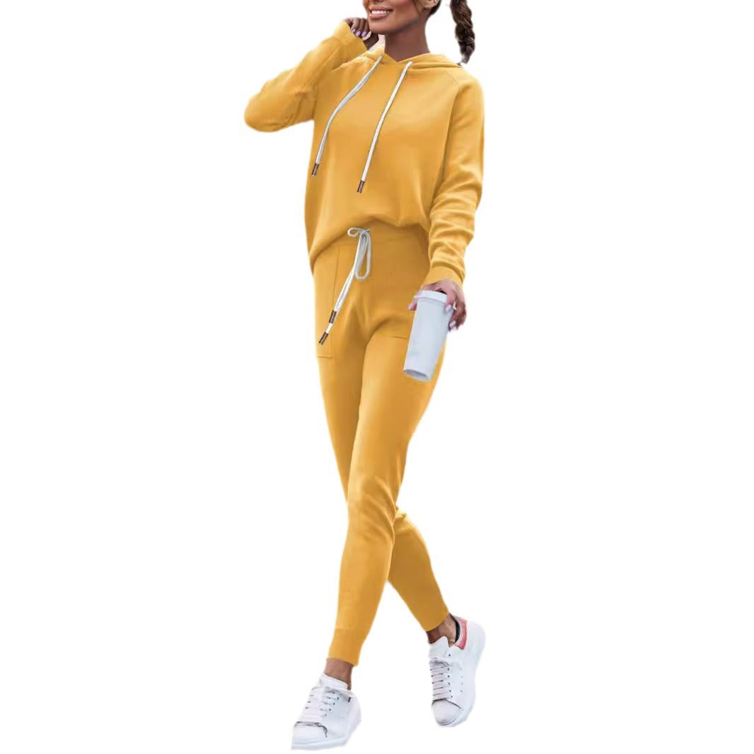 Damen Lässiges Kapuzenpulli- und schmalgeschnittenes Jogginghose-Set Shop Nory