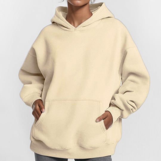 Damen nan weicher Oversize-Kapuzenpullover mit asymmetrischem Saum Kängurutasche und überschnittener Schulter Shop Nory