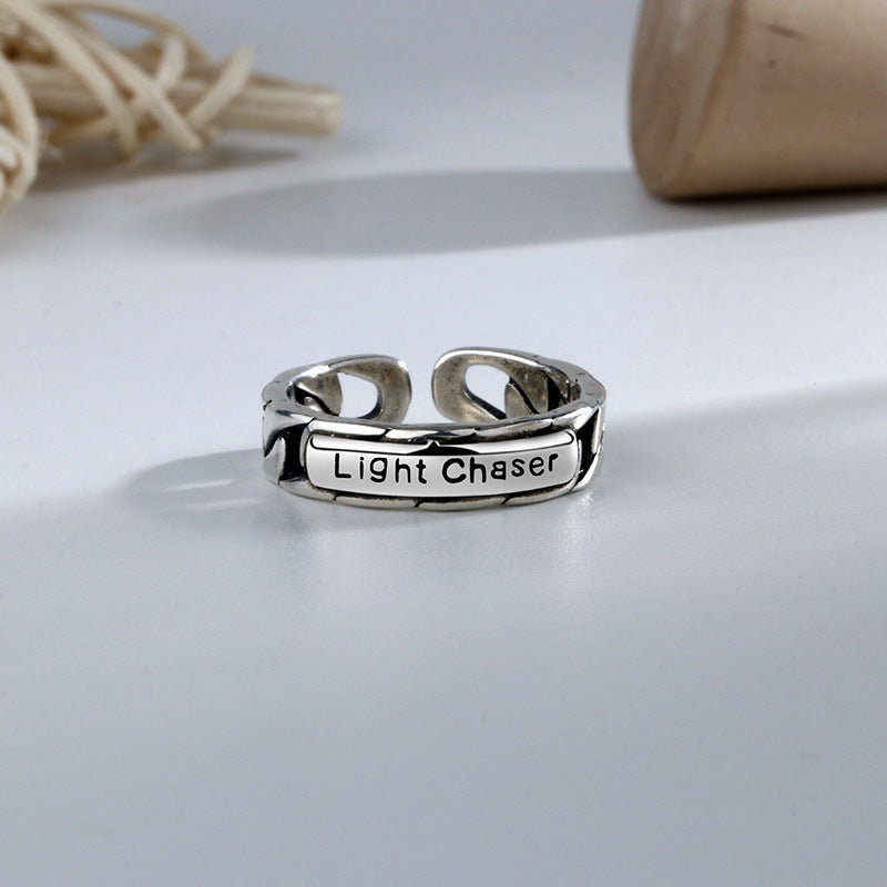 Damen Offener Ring mit kunstvollem Schriftzug und geschwungenem Design Shop Nory