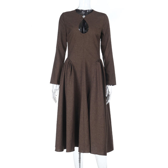 Damen Midikleid mit Tropfen-Ausschnitt, geraffter Taillenpartie und ausgestelltem Rock Shop Nory