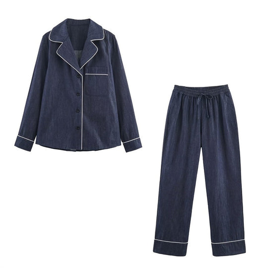 Damen Lockere weite Denim-Hose mit elastischem Bund und Kordelzug Shop Nory