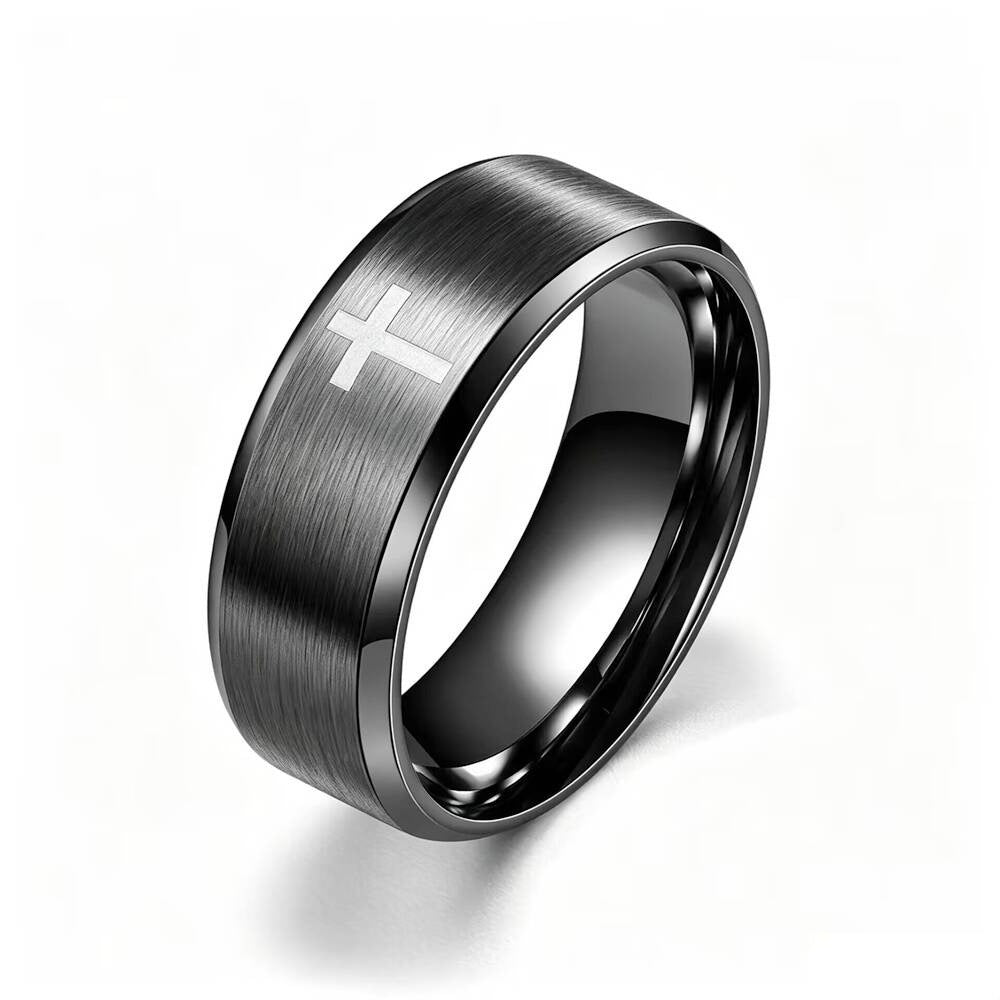 Herren Ring mit mattierter Oberfläche und kunstvollem Kreuzmotiv Shop Nory