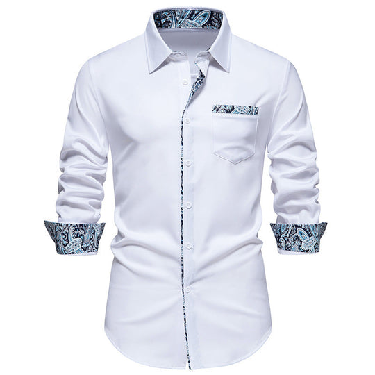 Herren elegantes Langarmhemd mit Leopardenmuster