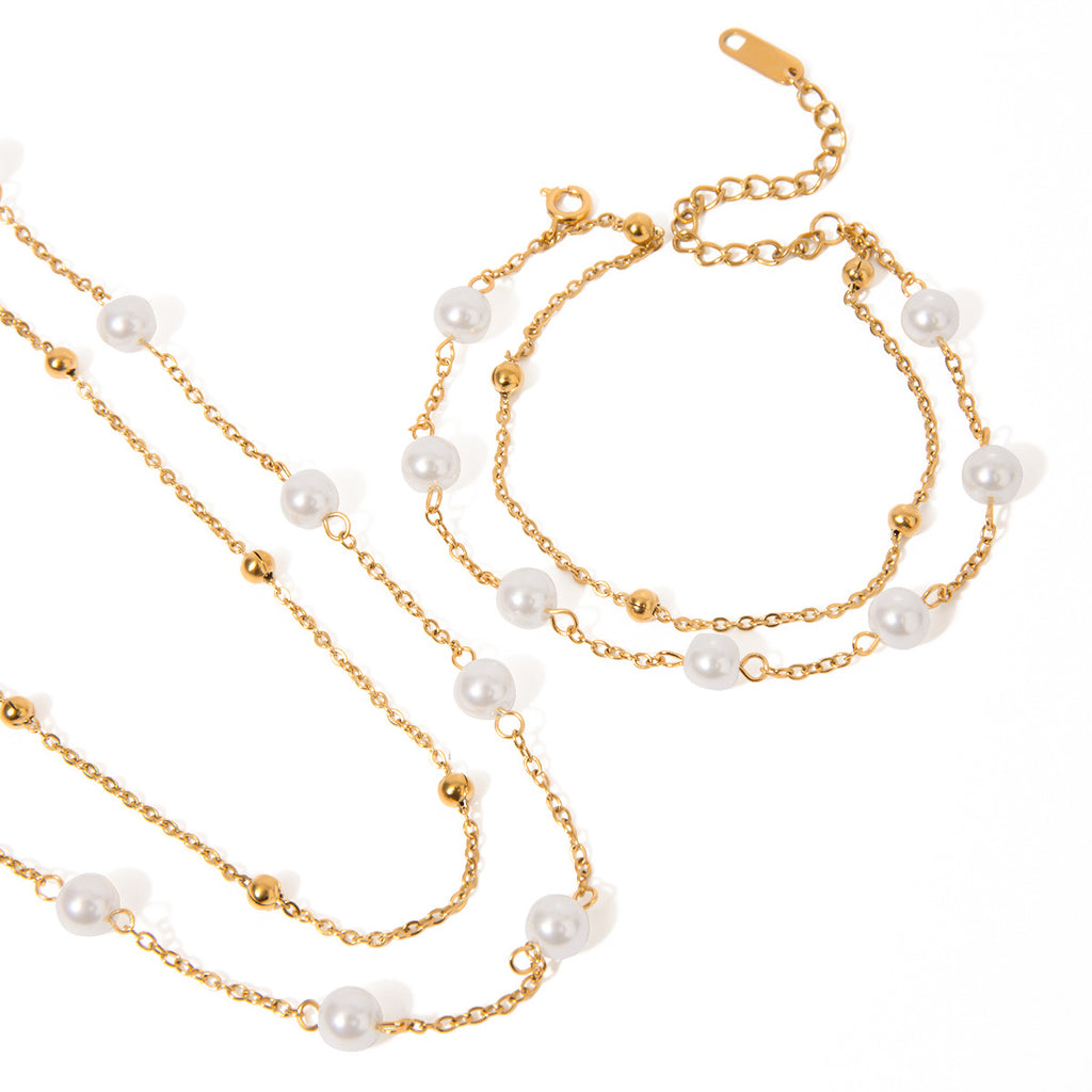 Damen Fußkettchen mit eleganten Perlen und hypoallergener Edelstahlverarbeitung Shop Nory