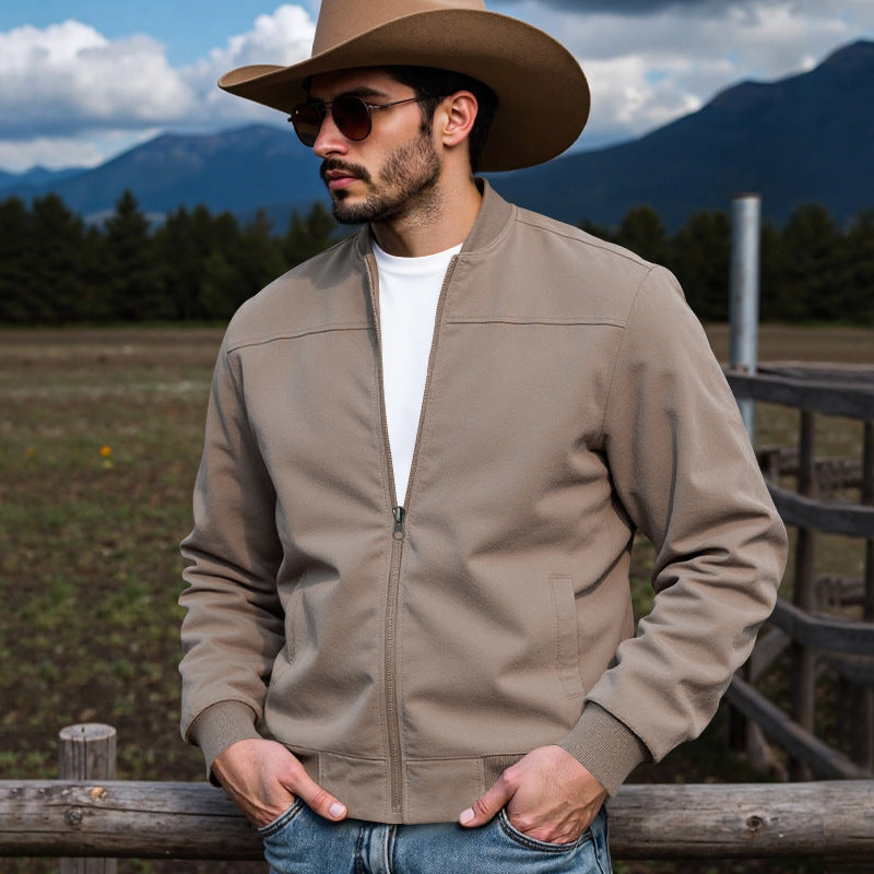 Herren Leichte Bomberjacke mit Reißverschluss, Rippbündchen & minimalistischer Nahtstruktur Shop Nory