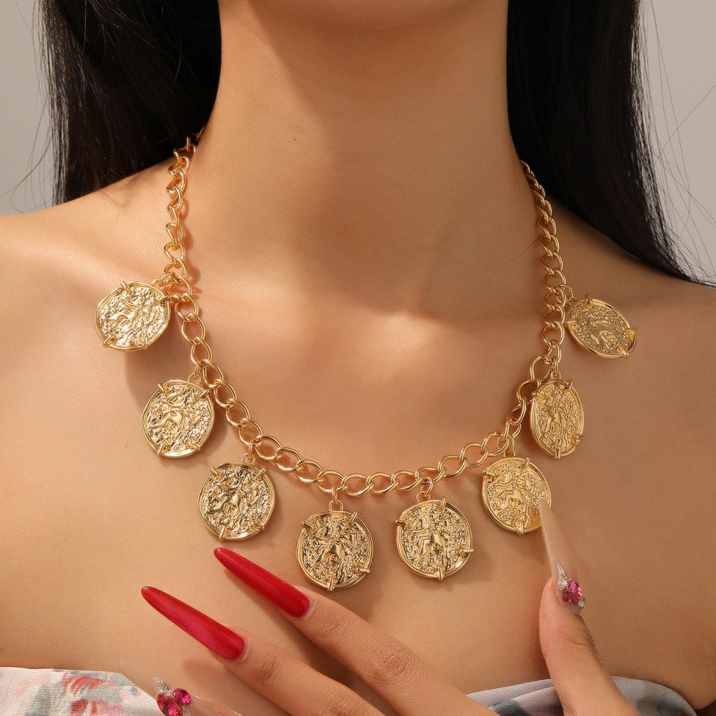 Damen Kette mit einzigartigem Münzanhänger Design Shop Nory