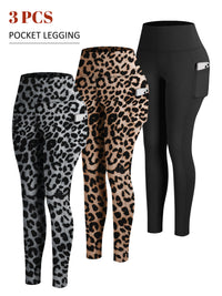 1 Schwarz + 1 Grau mit Leopardenmuster + 1 Braun mit Leopardenmuster