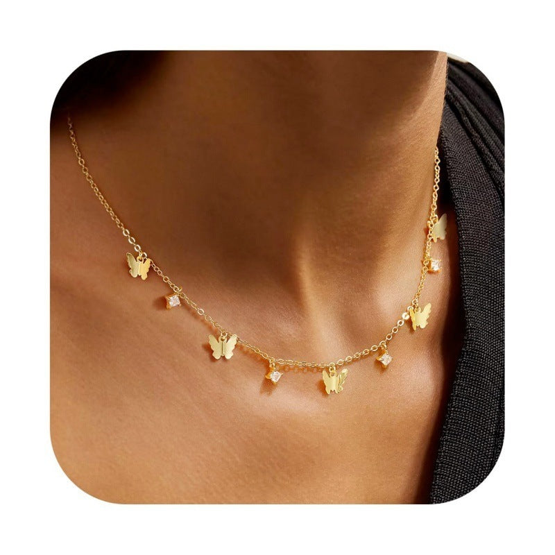 Damen Halskette mit funkelnden Zirkonia-Anhängern und elegantem Kettendesign Shop Nory