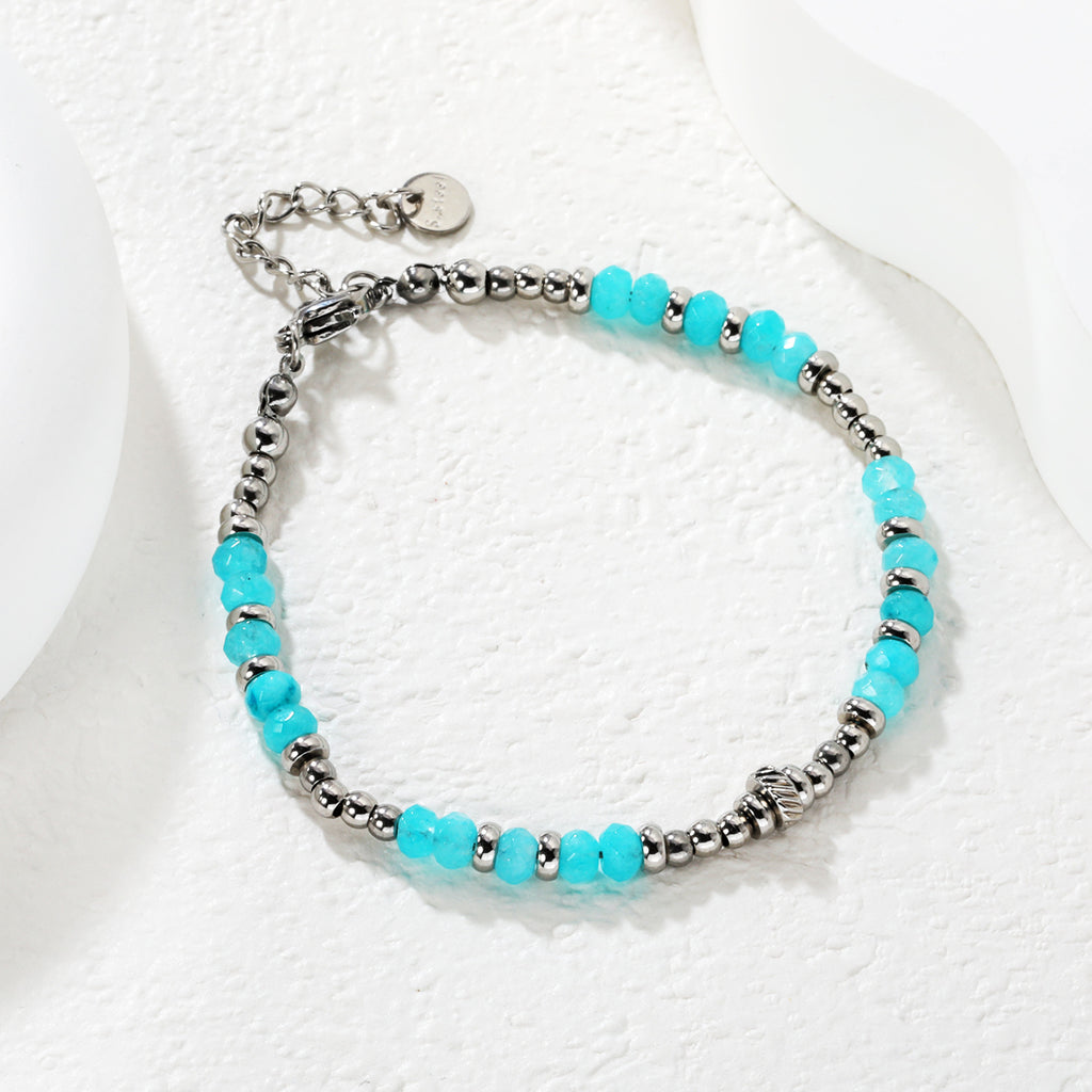 Damen stilvolles Armband mit bunten Aquamarin-Elementen und Edelstahl-Details Shop Nory