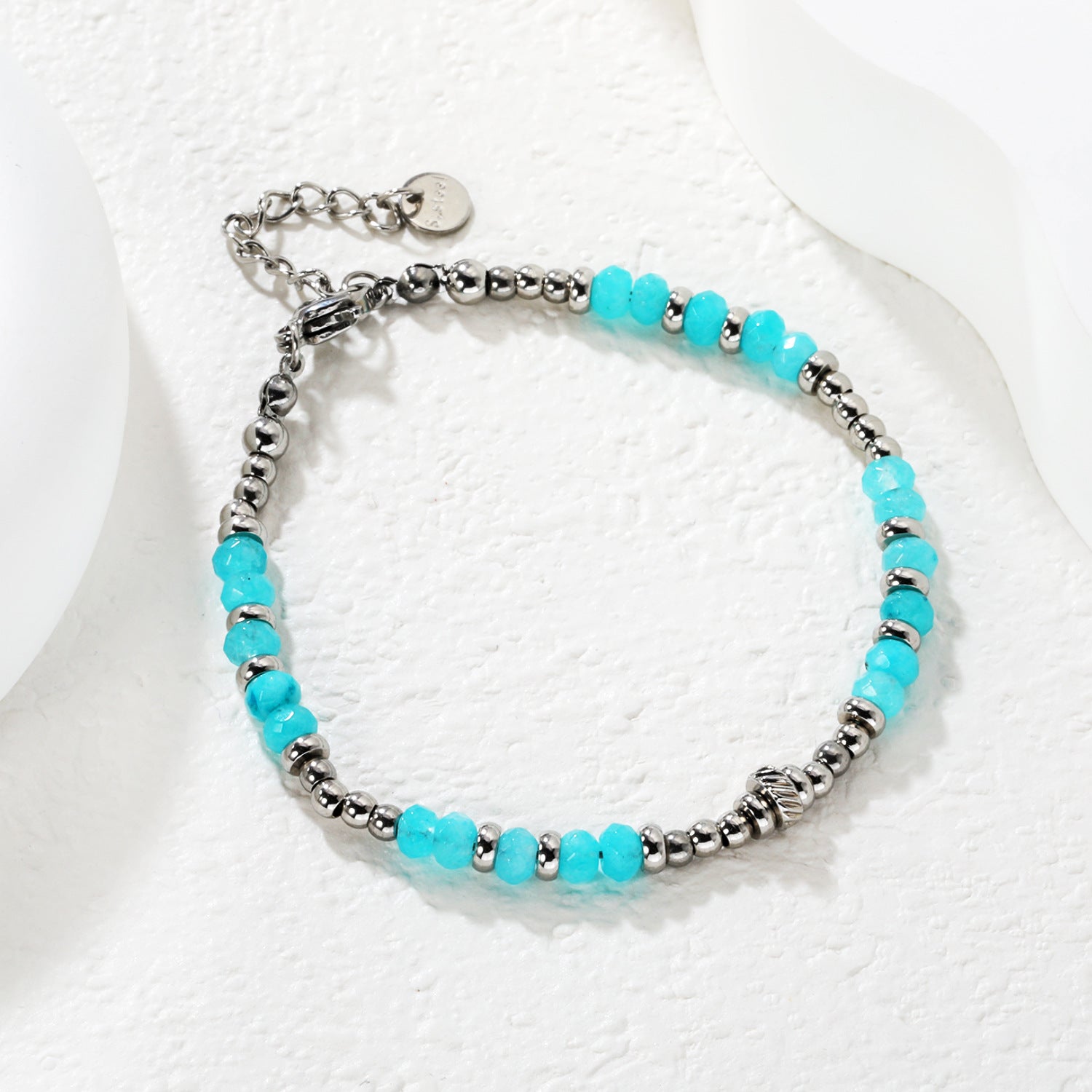 Damen stilvolles Armband mit bunten Aquamarin-Elementen und Edelstahl-Details Shop Nory