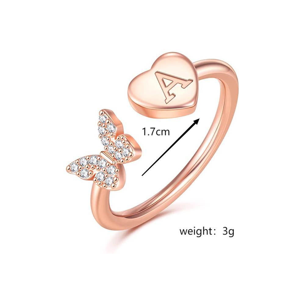 Damen eleganter Ring mit Schmetterling und Herz Shop Nory