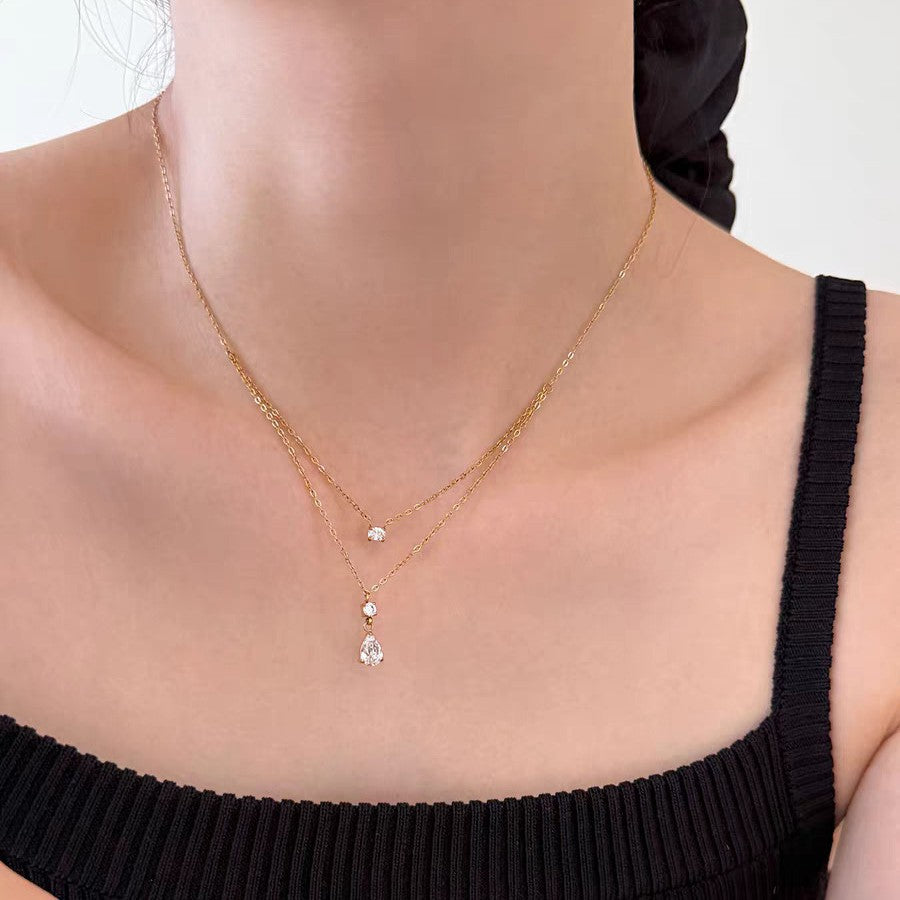 Damen Elegante Gestufte Tropfenanhänger Halskette Shop Nory