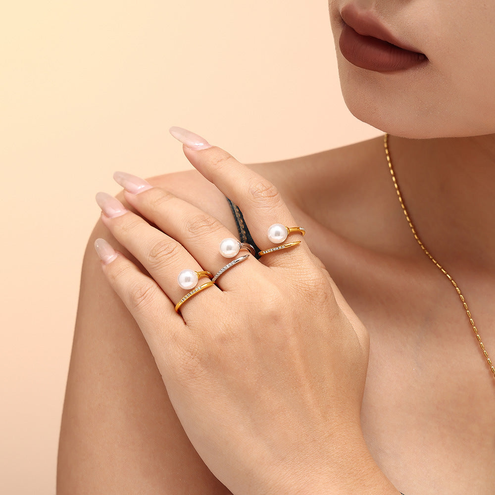 Damenring mit stilvollem Zwischendesign und funkelnden Zirkon-Details Shop Nory