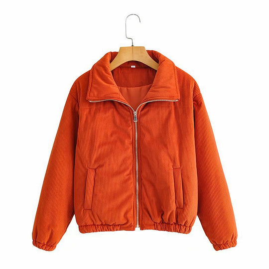 Damen Gepolsterte Cord-Steppjacke mit Stehkragen und elastischem Saum Shop Nory