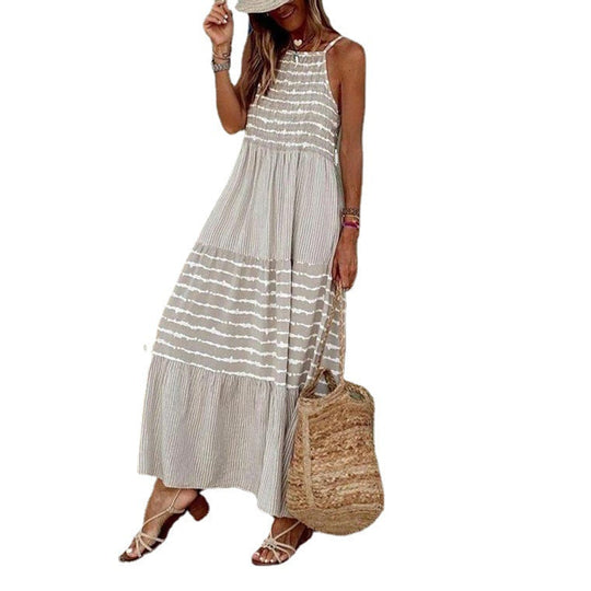 Damen Langes Sommerkleid mit eleganten Streifen von